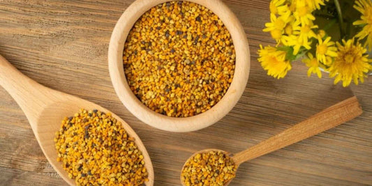 bowls and spoons containing pollen