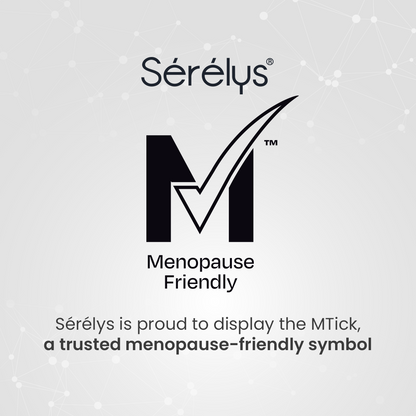 Sérélys logo with Menopause Friendly label on a light gray background
