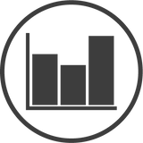 Icon of a bar chart with three bars inside a circle