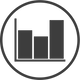 Icon of a bar chart with three bars inside a circle