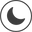 Black crescent moon symbol inside a circle on a white background