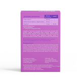 The back of a Serelys Perimeno 30s supplement box on a plain white background, showing nutritional information, ingredients, and directions in white text.