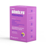 An angled image of a Serelys Perimeno 60 capsules box, showing the front and right hand side of the box. 